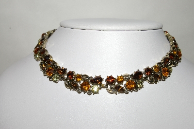 +MBA #88-308  "Lisner Gold Tone Multi Colored Rhinestone Necklace