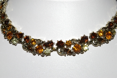 +MBA #88-308  "Lisner Gold Tone Multi Colored Rhinestone Necklace