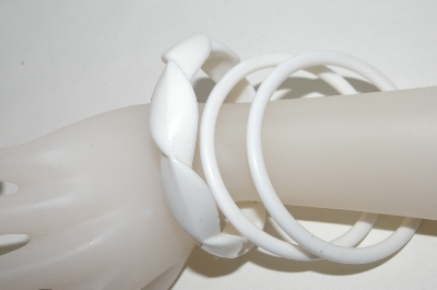 +MBA #89-005  "Set Of 3 Lucite White Bangle Bracelets