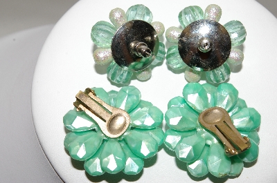 +MBA #88-087  (2)  Pairs Of Vintage Shades Of Green Acrylic Earrings