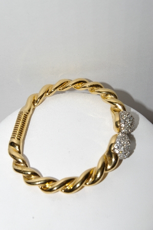 +MBA #88-334   Gold Plated Crystal Rhinestone Bangle Bracelet