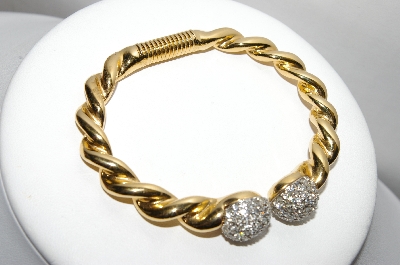+MBA #88-334   Gold Plated Crystal Rhinestone Bangle Bracelet