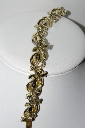 +MBA #88-198   Lisner Silver Tone Brown & AB Crystal Rhinestone Bracelet