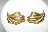 +MBA #88-020  "M. Jent Gold Plated Fancy Leaf Pierced Earrings