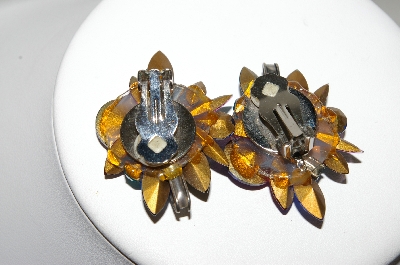 +MBA #88-244   Snazy Silver Tone Mulit Colored Rhinestone Clip On Earrings