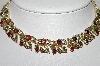 +MBA #88-192   Coro Silver Tone Red AB Crystal Rhinestone Necklace