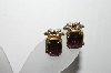 +MBA #88-527  Coro Gold Tone Purple Glass Screw Back Earrings