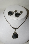 +MBA #88-328  Antiqued Silver Tone "Grey" Thermoplastic  Necklace & Earring Set