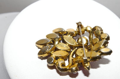 +MBA #90-087  Weiss Gold Tone Red & Dark Pink Rhinestone Brooch