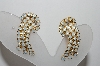 +MBA #87-067   Gold Tone Opal Colored Rhinestone Clip On Earrings