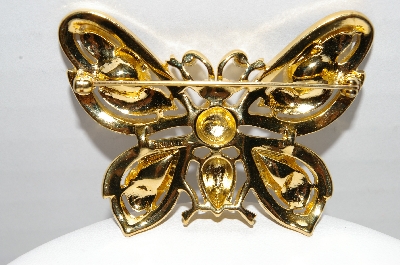 +MBA #92-094  "Trifari Goldtone & Black Enamel Butterfly Brooch"