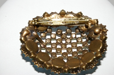 +MBA #92-098 "Vintage Blue, Lavender & Green Rhinestone Brooch"