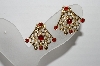 +MBA #92-008 "Vintage Goldtone Red Stone Clip On Earrings"