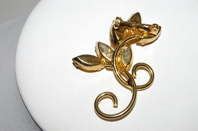 +MBA #95-006 "Vintage Goldtone Citrine Colored Fancy Rhinestone Pin"