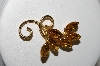 +MBA #95-006 "Vintage Goldtone Citrine Colored Fancy Rhinestone Pin"