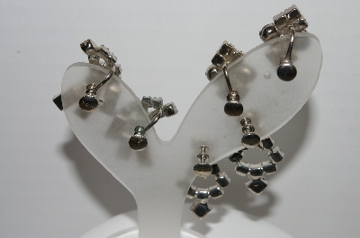 +MBA #95-009 "Vintage Lot Of 3 Pairs Of Clear Rhinestone Screw Back Earrings"