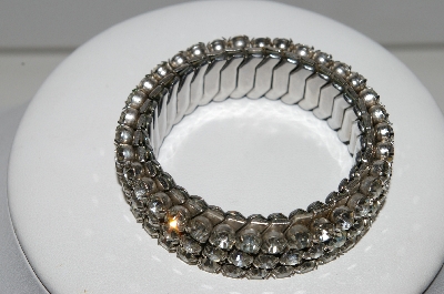 +MBA #95-066 "Vintage Silvertone Clear Crystal Rhinestone Stretch Bracelet"