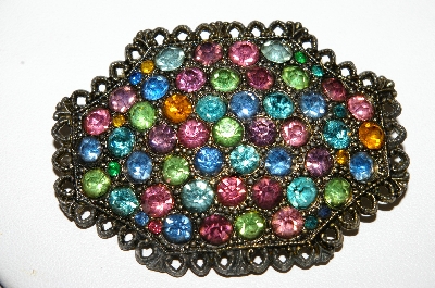 +MBA #95-018 "Beautiful Vintage Multi Colored Rhinestone Brooch"