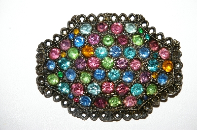+MBA #95-018 "Beautiful Vintage Multi Colored Rhinestone Brooch"
