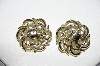 +MBA #97-036  "Vintage Goldtone Floral Clip On Earrings"