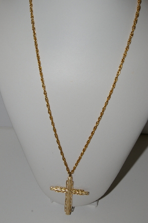 +MBA #97-103 "Vintage Goldtone Fancy Cross With 24" Chain"