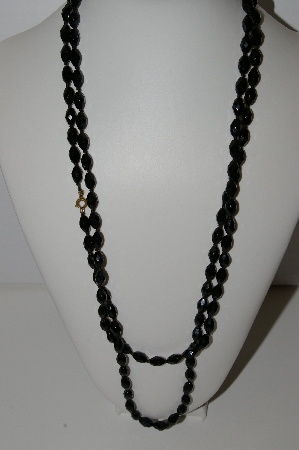 +MBA #97-024 "Vintage Black Glass 54" Necklace"