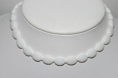 +MBA #96-061 "White Milk Glass Bead Necklace"
