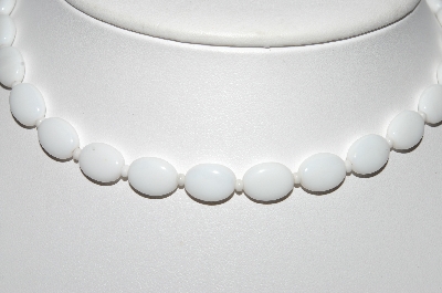 +MBA #96-061 "White Milk Glass Bead Necklace"