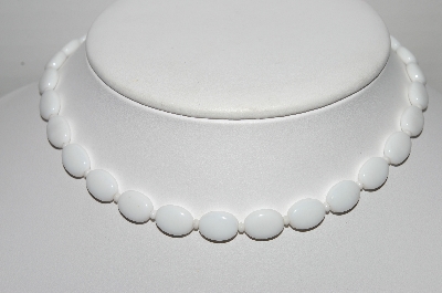 +MBA #96-061 "White Milk Glass Bead Necklace"