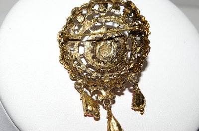 +MBA #96-021 "Vintage Goldtone Pink Rhinestone Brooch"