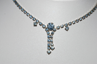 +MBA #96-055 "Vintage Silvertone Blue Rhinestone Chocker