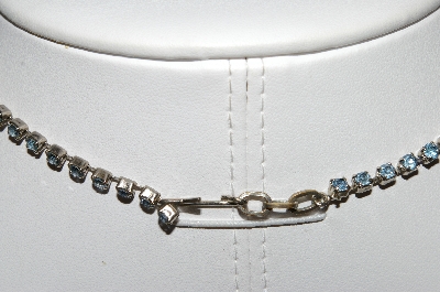 +MBA #96-055 "Vintage Silvertone Blue Rhinestone Chocker