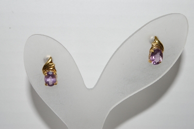 +MBA #96-022 "Vintage Gold Plated Amethyst Pierced Earrings