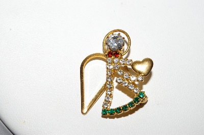 +MBA #96-096  "Vintage Goldtone Rhinestone Angel Pin"