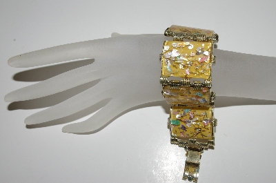 +MBA #96-118 "Pam Goldtone Confetti Lucite 5 Link Bracelet"