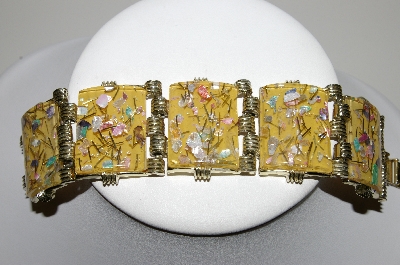 +MBA #96-118 "Pam Goldtone Confetti Lucite 5 Link Bracelet"