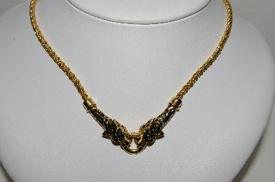 +MBA #96-114 "Vintage Gold Plated Double Leopard Necklace"