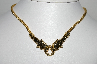 +MBA #96-114 "Vintage Gold Plated Double Leopard Necklace"