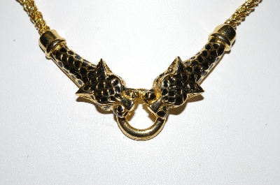 +MBA #96-114 "Vintage Gold Plated Double Leopard Necklace"