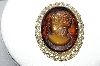 +MBA #96-020  "Vintage Goldtone Beautiful Smokey Glass Cameo Pin/Pendant"