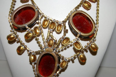 +MBA #96-087   "Husar' D Tarnished Unfinished Lucite & Glass Stone Necklace"