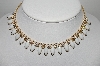 +MBA #96-011 "Vintage Goldtone Milk Glass Navette & AB Rhinestone Collar/Chocker Necklace"