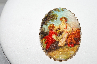 +MBA #96-049 "Vintage Goldtone Acrylic Victorian Style Pin"