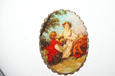 +MBA #96-049 "Vintage Goldtone Acrylic Victorian Style Pin"