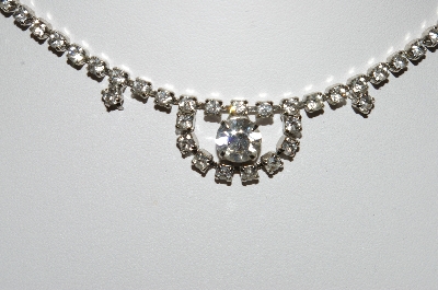 +MBA #96-113 "Vintage Silvertone Clear Rhinestone Chocker & Pierced Earrings Combo"