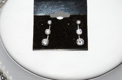 +MBA #96-113 "Vintage Silvertone Clear Rhinestone Chocker & Pierced Earrings Combo"