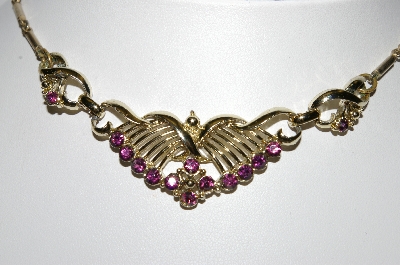 +MBA #96-044 "Made In Germany Goldtone Purple Rhinestone Chocker"