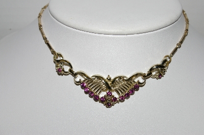 +MBA #96-044 "Made In Germany Goldtone Purple Rhinestone Chocker"