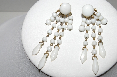 +MBA #96-063 "Made In West Germany White Milk Glass Screw Back Earrings"