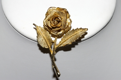 +MBA #94-104 "Vintage Gold Plated Rose Pin"